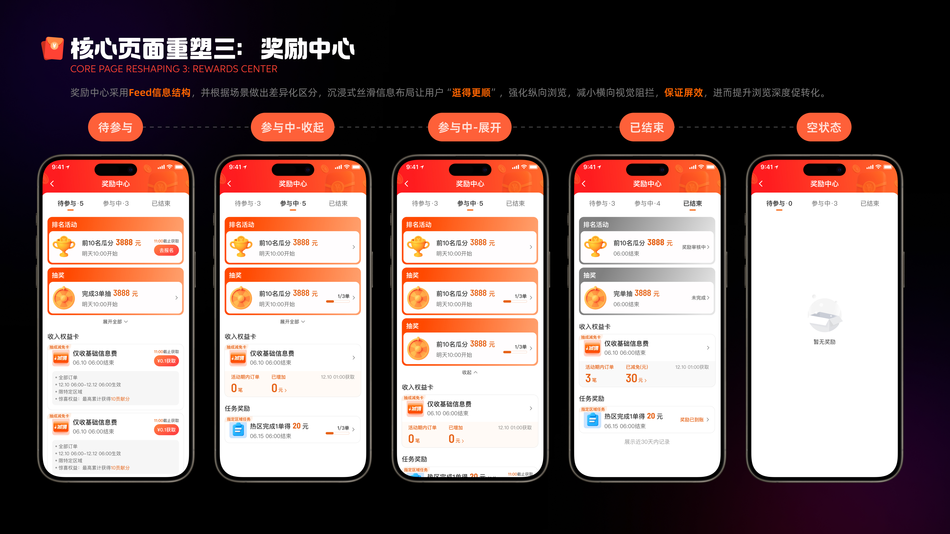 核心页面重塑：奖励中心