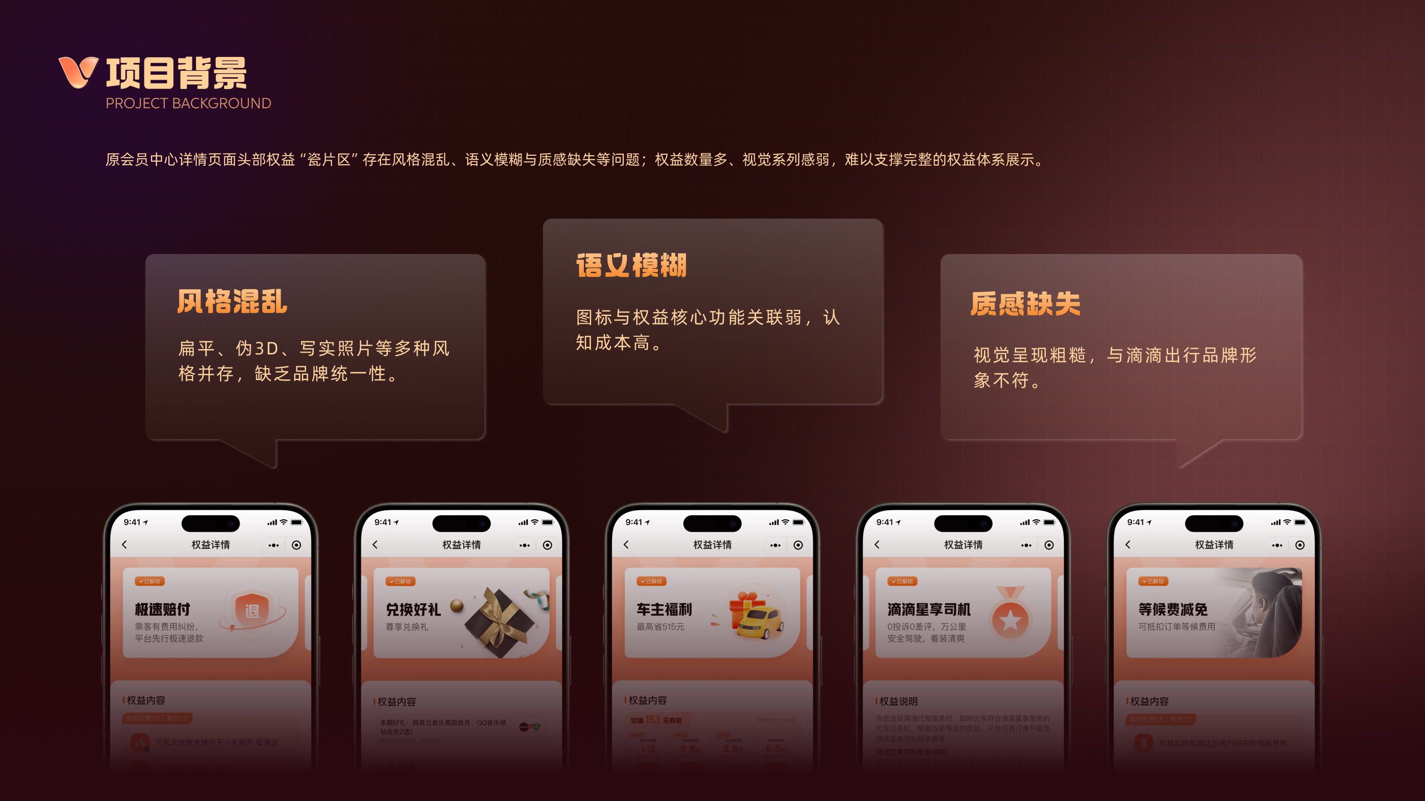 项目背景 · 风格混乱 / 语义模糊 / 质感缺失