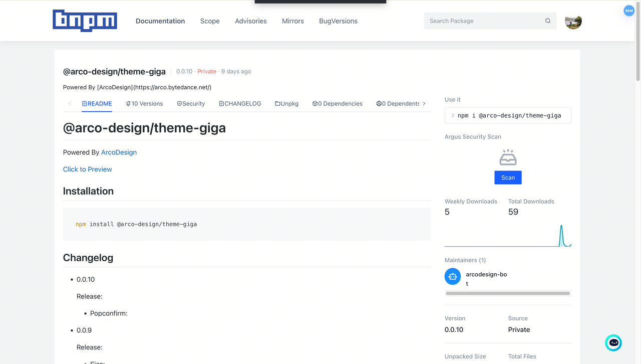 GIGA BNPM package page